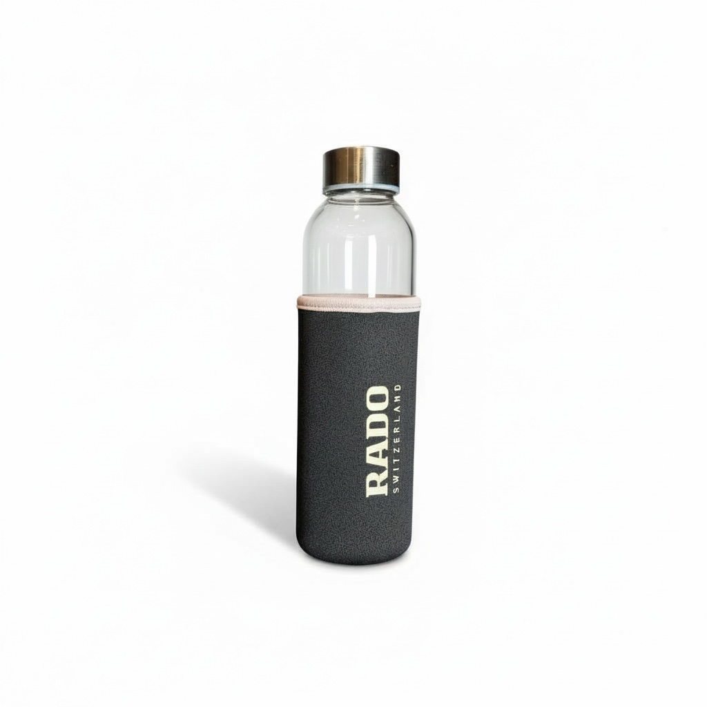 RADO WATCHES GLASS WATER BOTTLE WITH SLEEVE