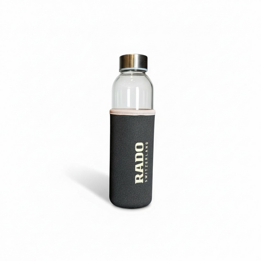 RADO WATCHES GLASS WATER BOTTLE WITH SLEEVE