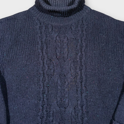 BENETTON 90s CABLE KNIT ROLL NECK (XL)