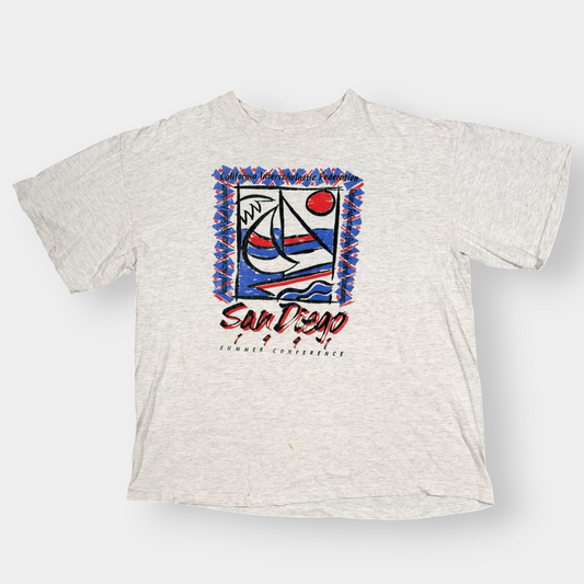 AMERICAN VINTAGE | SAN DIEGO 1991 GREY MARL SINGLE STITCH GRAPHIC TEE (XL)