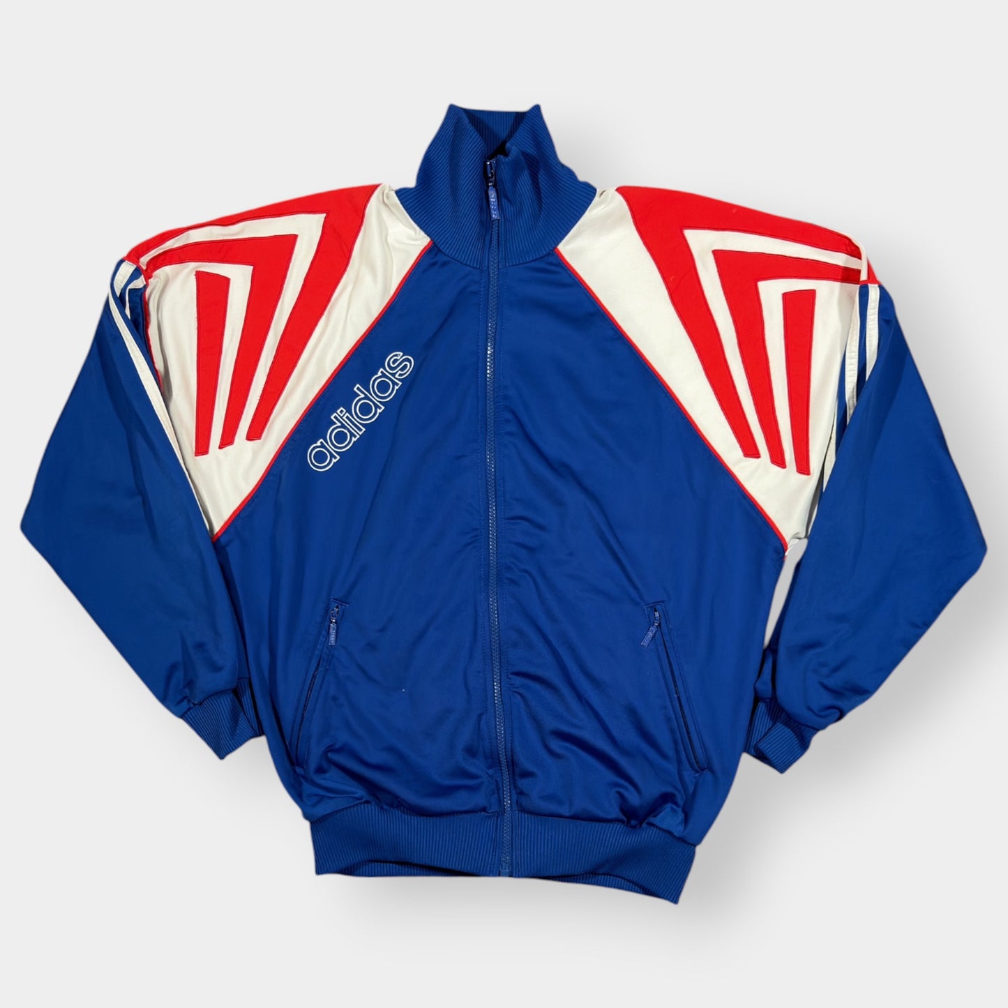 ADIDAS | 1990s VINTAGE BLUE COLOUR BLOCK TRACK JACKET (M)