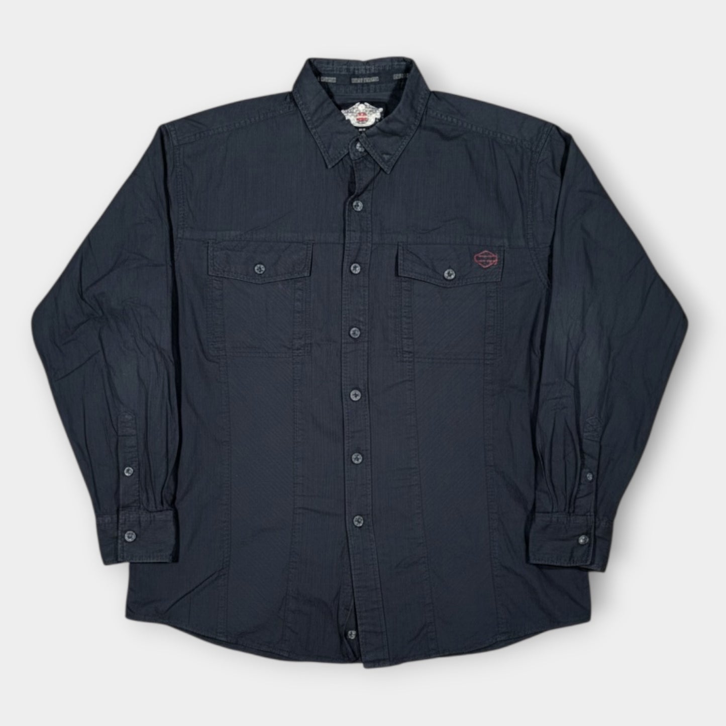HARLEY DAVIDSON | BLACK LONG SLEEVE EMBROIDERED VINTAGE SHIRT (XL)