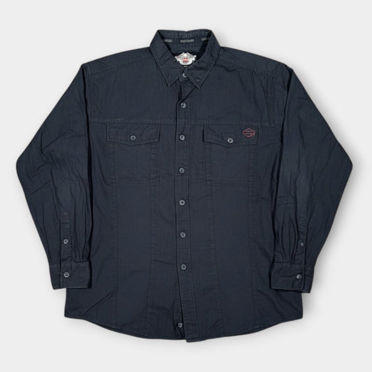 HARLEY DAVIDSON | BLACK LONG SLEEVE EMBROIDERED VINTAGE SHIRT (XL)