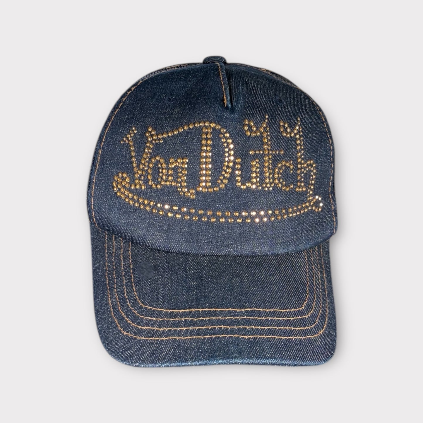 VON DUTCH Y2K DENIM SEQUINNED TRUCKER CAP