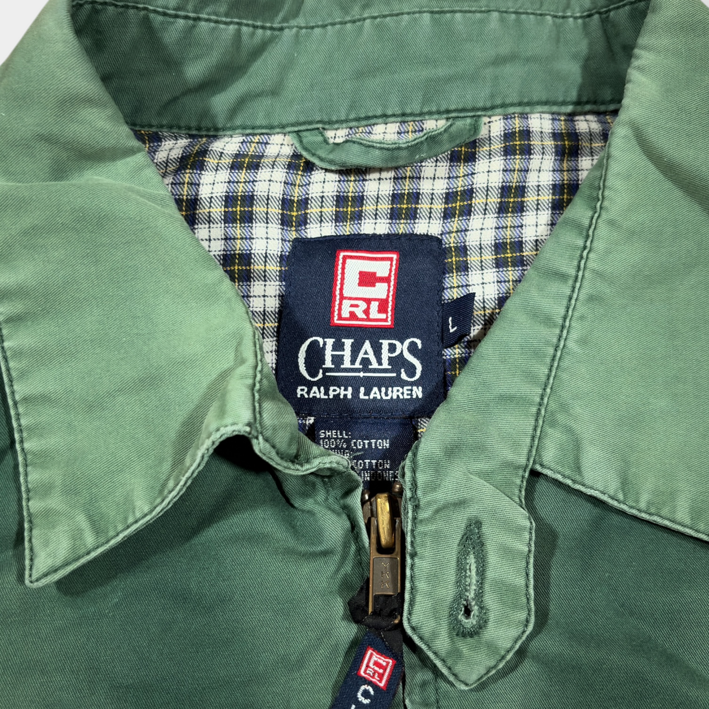CHAPS RALPH LAUREN | 1990s VINTAGE GREEN BOMBER JACKET (L)