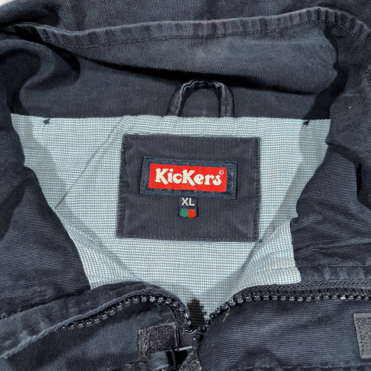 KICKERS | 90s VINTAGE NAVY 1/4 HEAVYWEIGHT JACKET (XL)