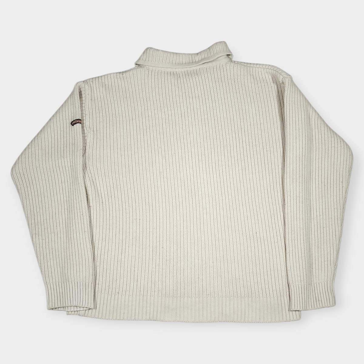 PAUL & SHARK | 90's VINTAGE CREAM KNITTED ZIP UP FLEECE (M)