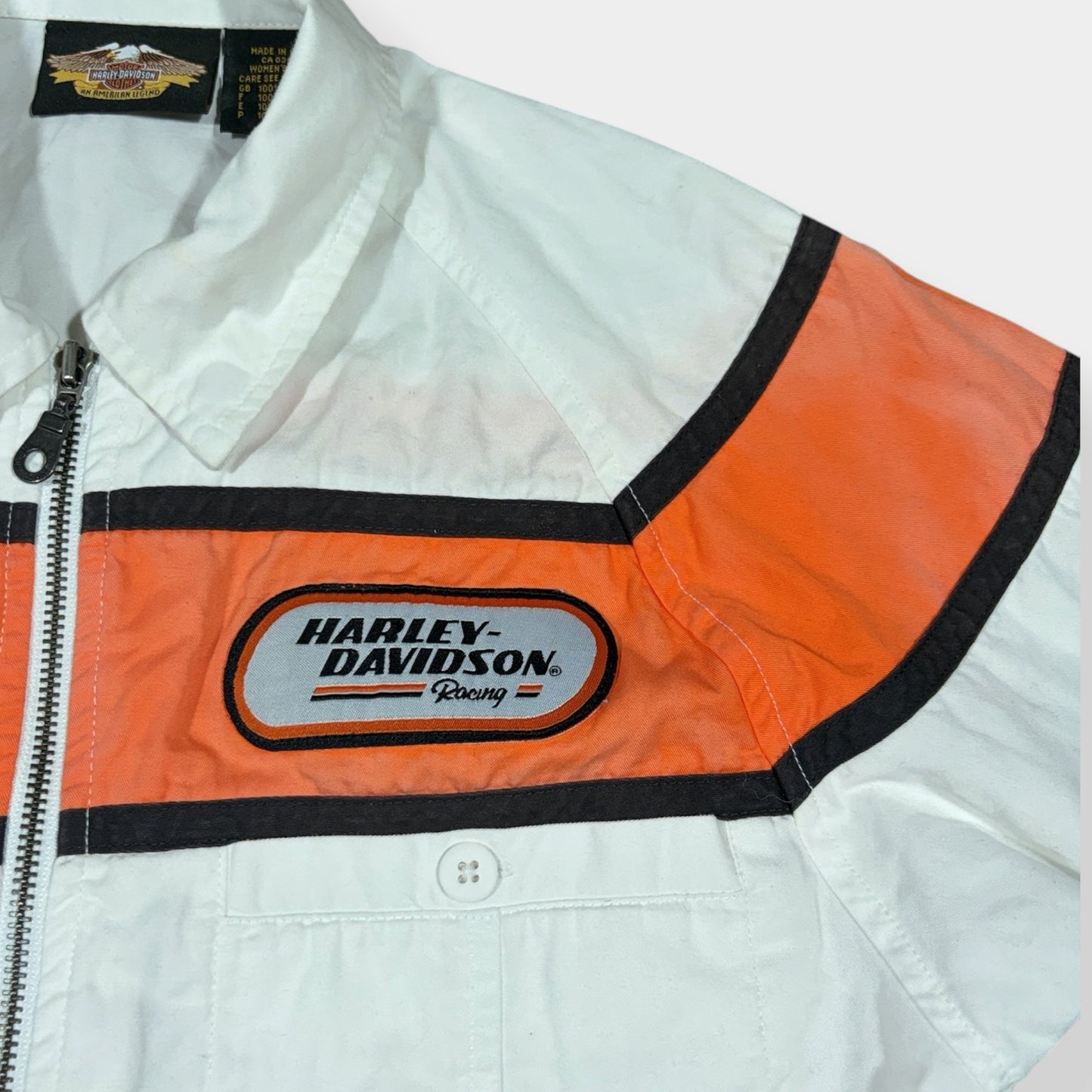 HARLEY DAVIDSON | VINTAGE SHORT SLEEVE ZIP UP SHIRT (S)