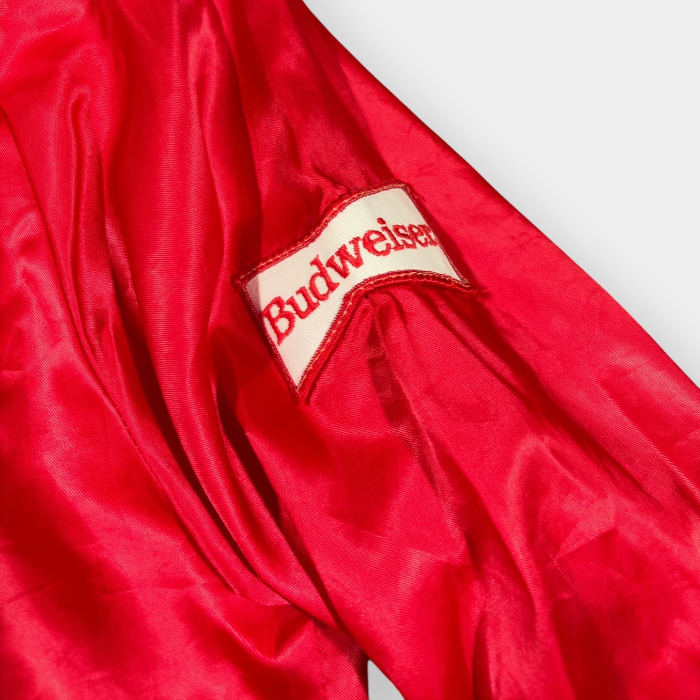 BUDWEISER | 1970s VINTAGE RED VARSITY JACKET (S)