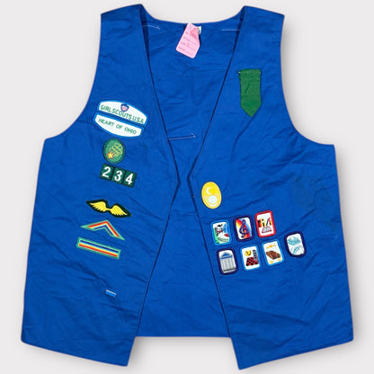 90s VINTAGE GIRL SCOUT USA VEST WITH PATCHES (M)