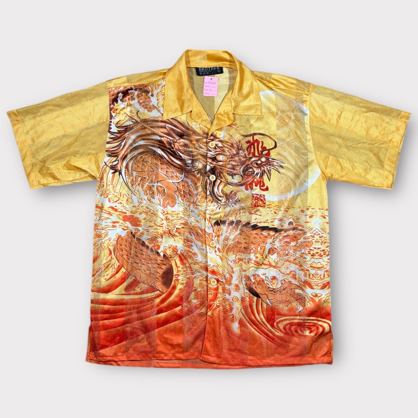 VINTAGE CHINESE DRAGON MESH SHIRT (L)
