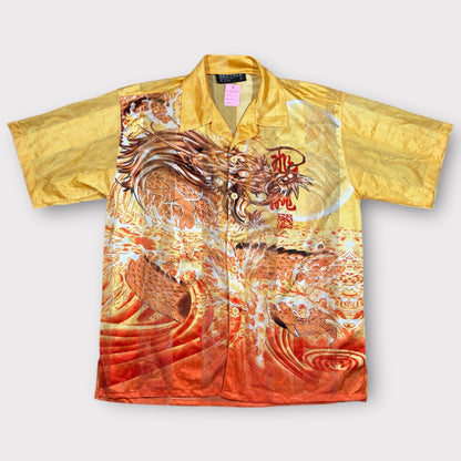 VINTAGE CHINESE DRAGON MESH SHIRT (L)