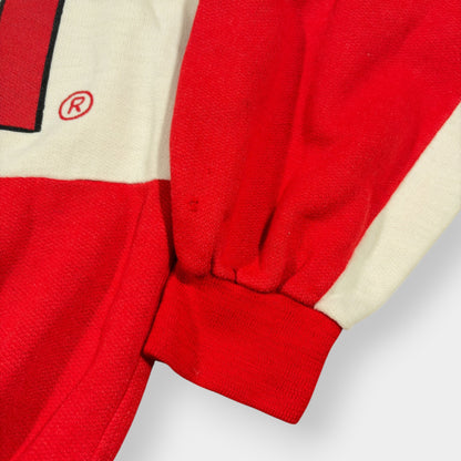PUMA | 1980s VINTAGE RED COLOUR BLOCK SPELLOUT SWEATSHIRT (S)
