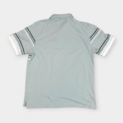 YVES SAINT LAURENT | 2000s VINTAGE BLUE SPELLOUT POLO SHIRT (XXL)