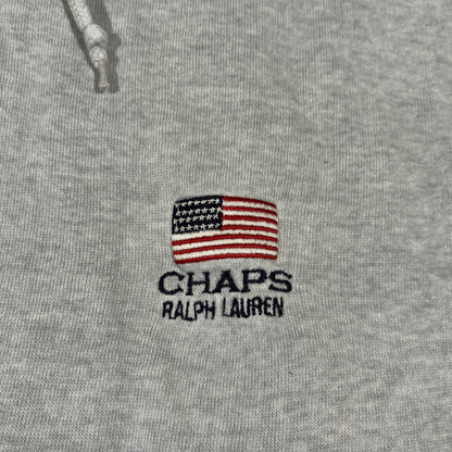 RALPH LAUREN CHAPS | 1990s VINTAGE GREY ZIP UP USA FLEECE (M)