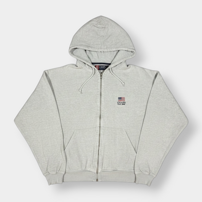 RALPH LAUREN CHAPS | 1990s VINTAGE GREY ZIP UP USA FLEECE (M)