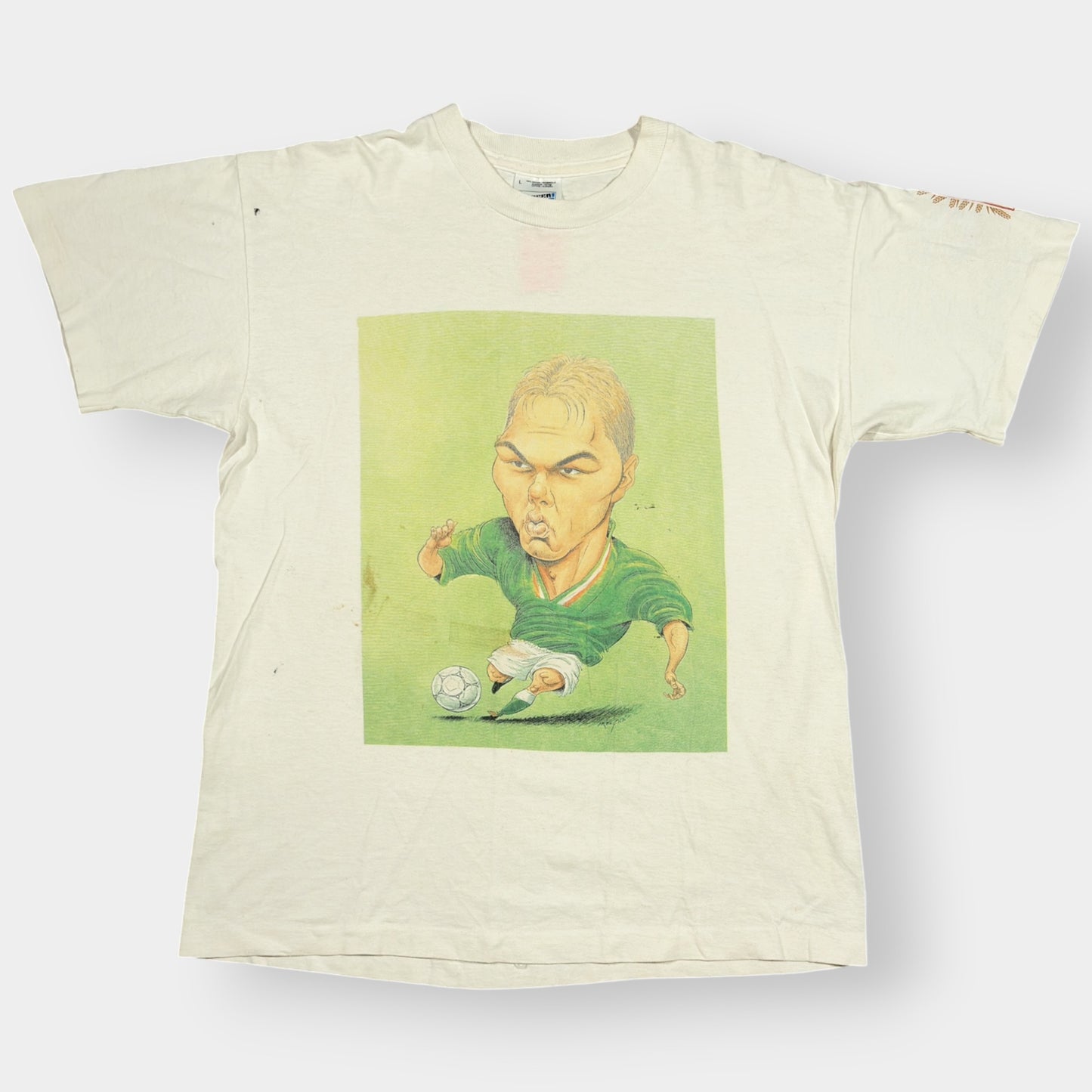 SCREEN STARS | 1990s PAUL MCGRATH HARP GUINNESS 1990s WORLD CUP SINGLE STITCH TEE (L)