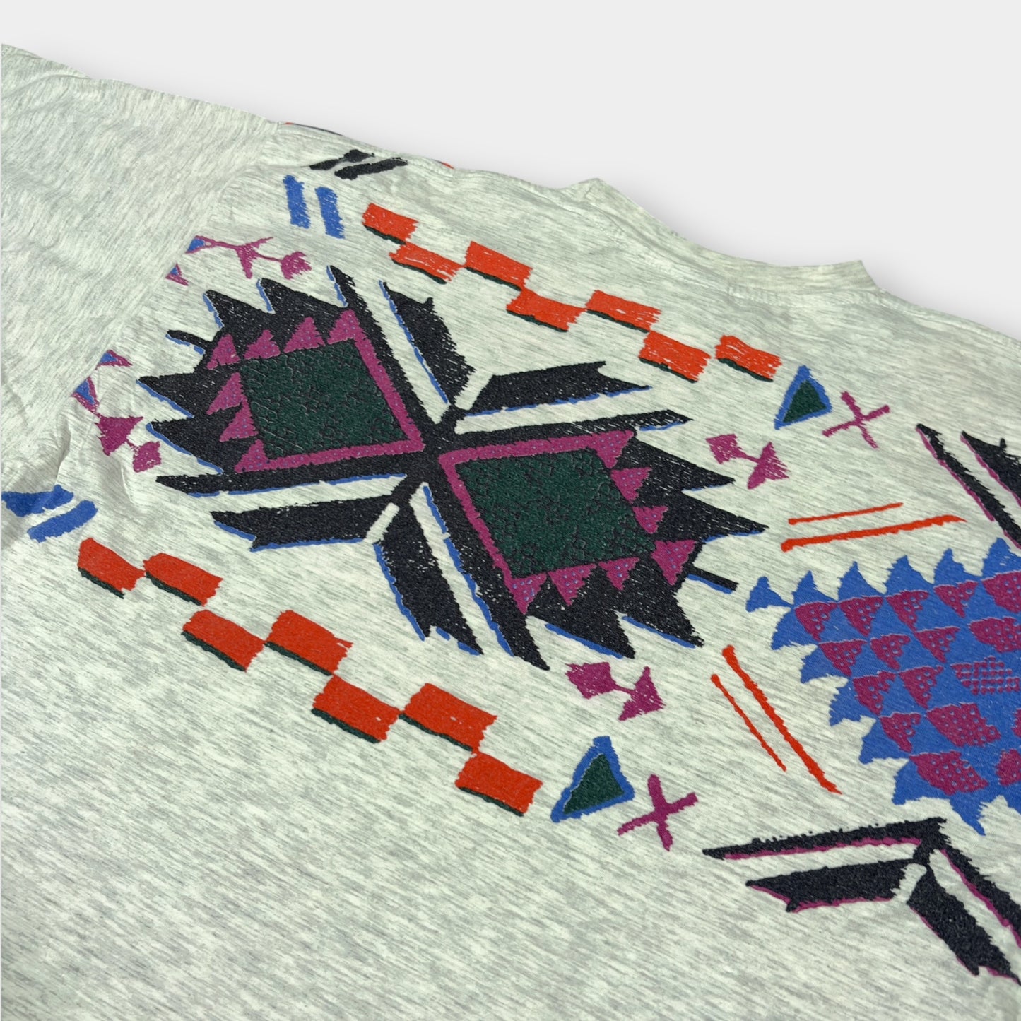 LOTTO X BORIS BECKER | 1990s ATP TOUR GREY FUNKY PATTERN PRINT TEE (XL)