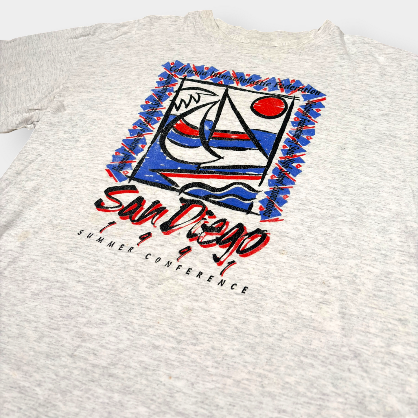 AMERICAN VINTAGE | 1991 GREY MARL SINGLE STITCH GRAPHIC TEE (XL)