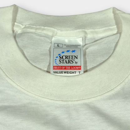 SCREEN STARS x ENGLAND | 1990s VINTAGE NATIONWIDE VINTAGE WHITE TEE (L)