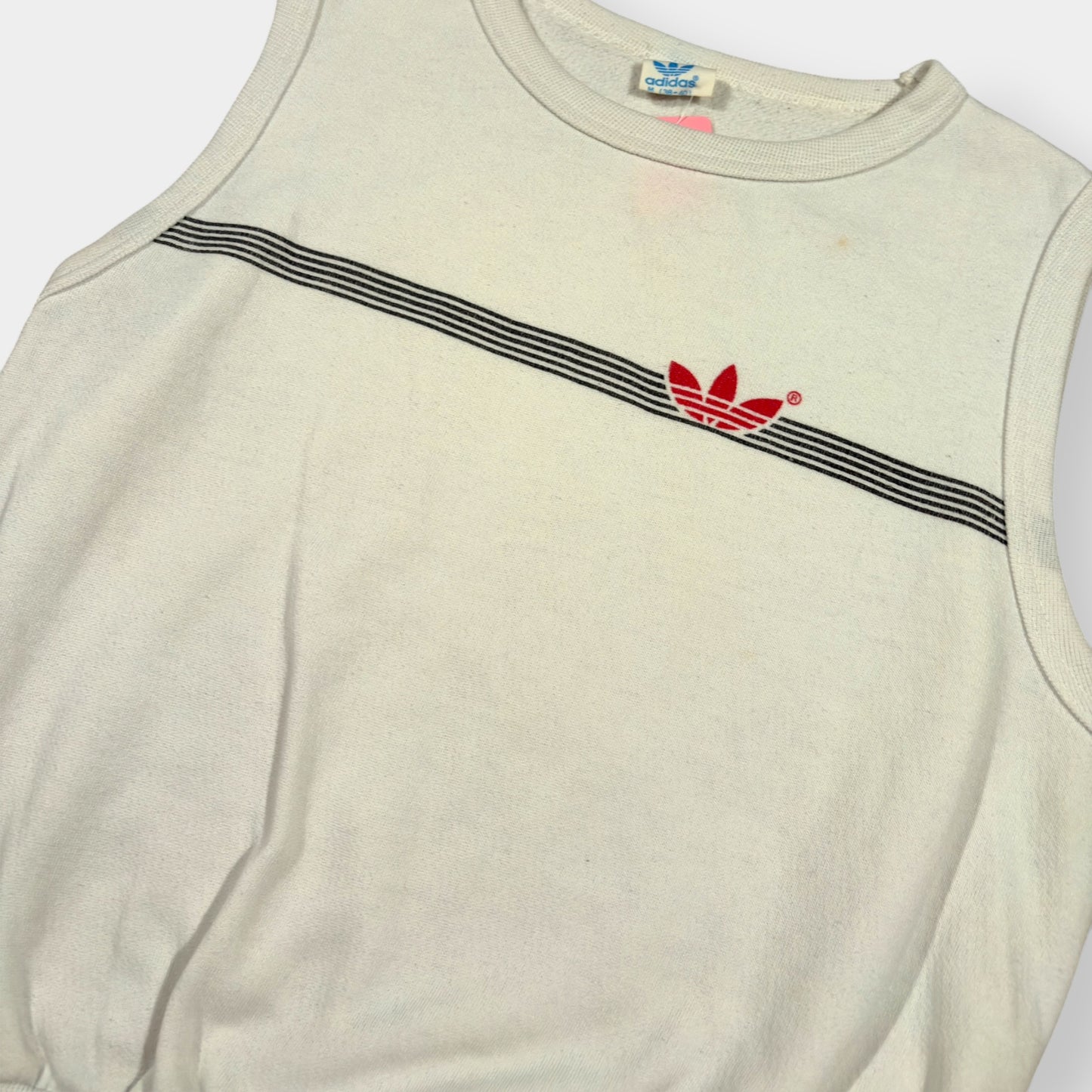 ADIDAS | 1990s VINTAGE TREFOIL CREAM SWEATER VEST (M)