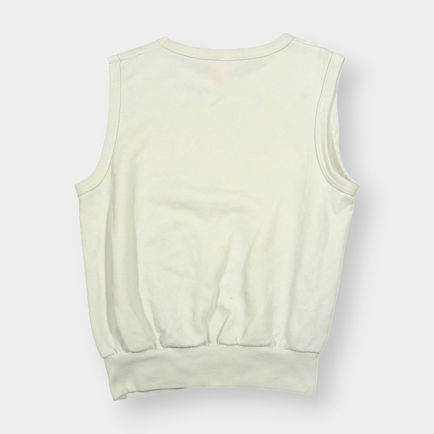 ADIDAS | 1990s VINTAGE TREFOIL CREAM SWEATER VEST (M)