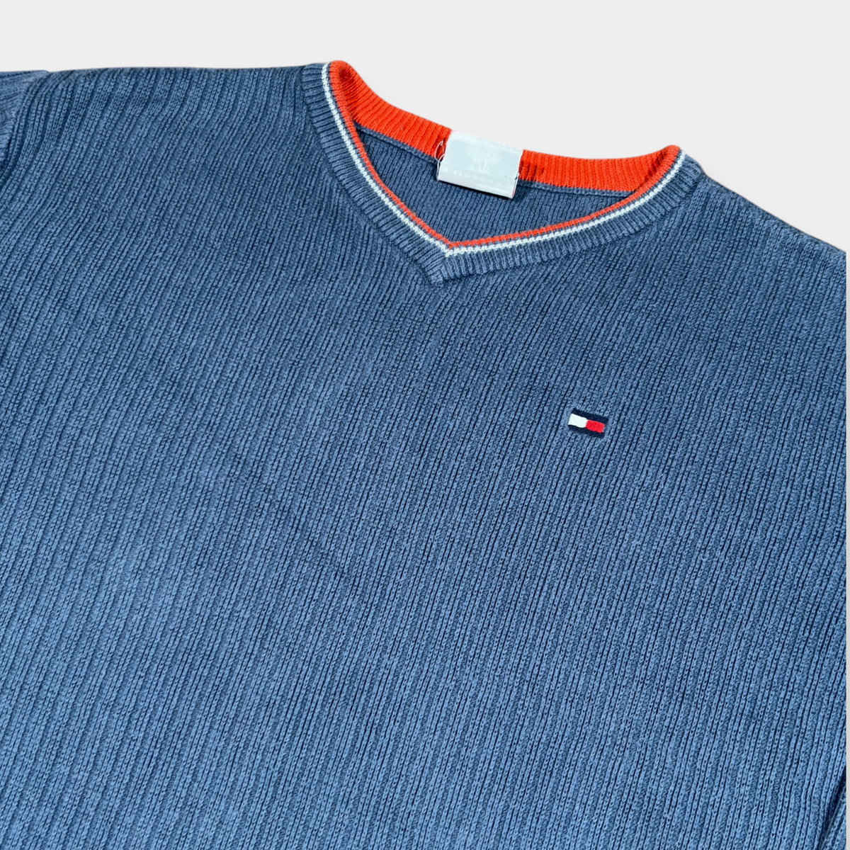 TOMMY HILFIGER | 90s BLUE RIBBED SWEATSHIRT (S)