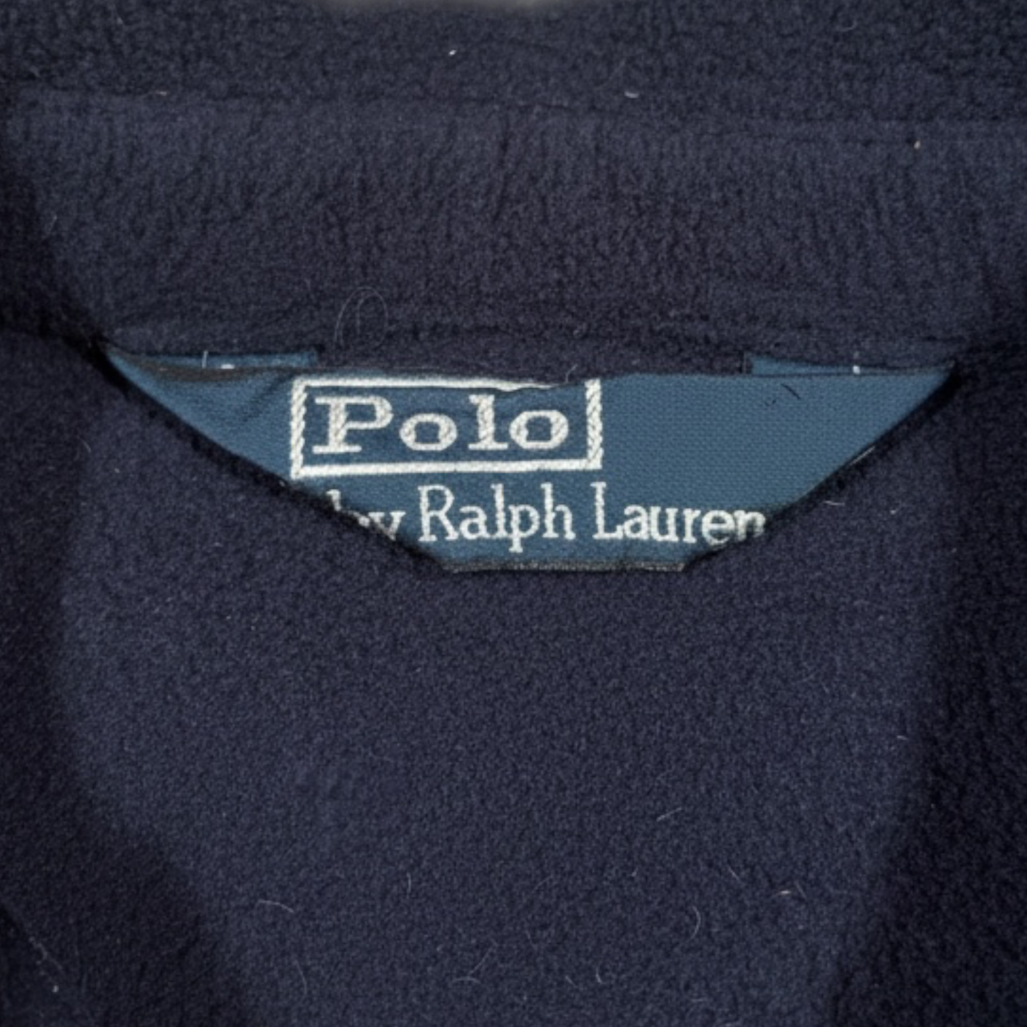 RALPH LAUREN | 1990s VINTAGE NAVY BLUE FLEECED BOMBER JACKET (XL)