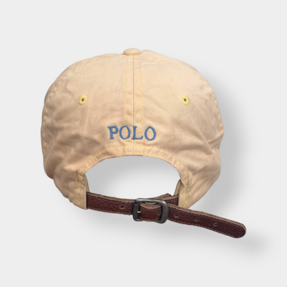 RALPH LAUREN POLO | LIGHT YELLOW ICONIC PONY LOGO BASEBALL CAP WITH LEATHER STRAP