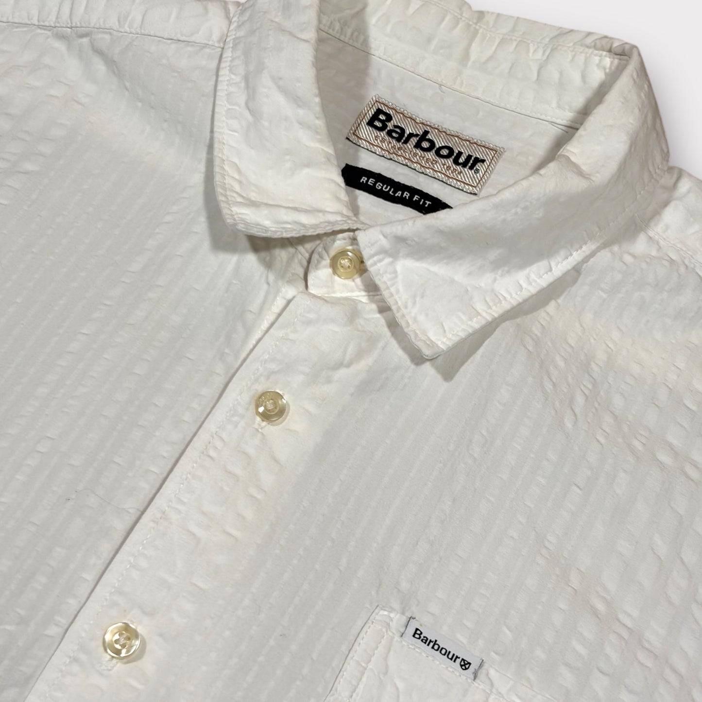 BARBOUR SHORT SLEEVE LINEN SHIRT (L)
