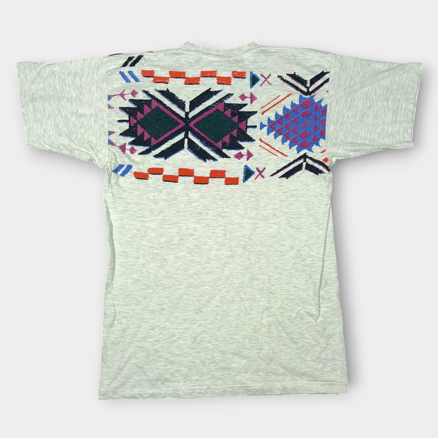 LOTTO X BORIS BECKER | 1990s ATP TOUR GREY FUNKY PATTERN PRINT TEE (XL)