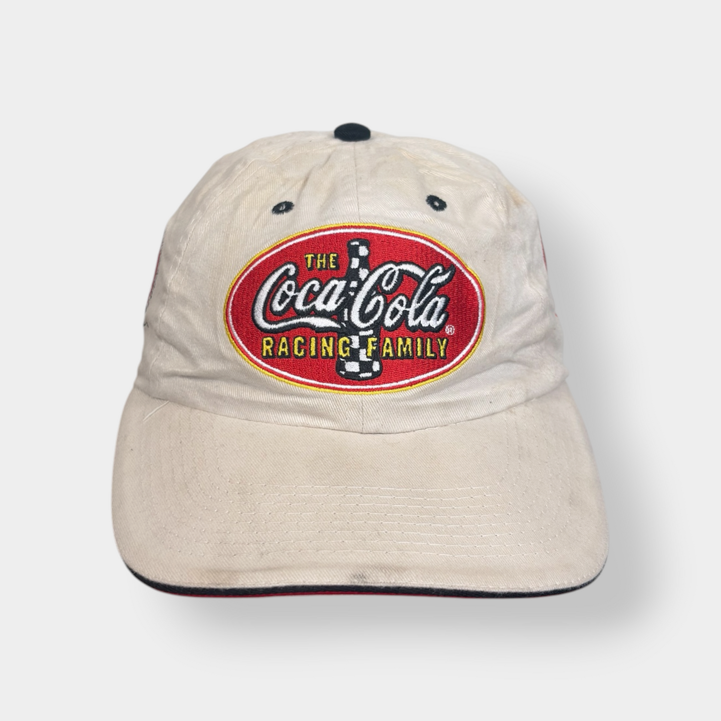 NASCAR X COCA-COLA | RARE 1990s VINTAGE BEIGE BASEBALL CAP