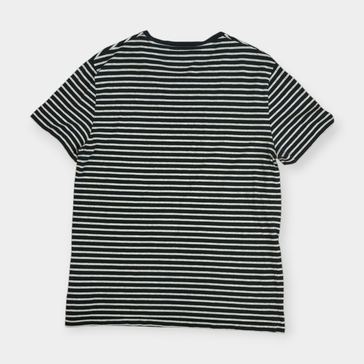 RALPH LAUREN | BLACK & GREY STRIPED T-SHIRT (L)
