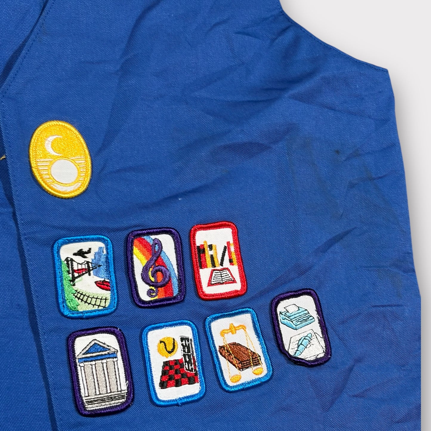 90s VINTAGE GIRL SCOUT USA VEST WITH PATCHES (M)