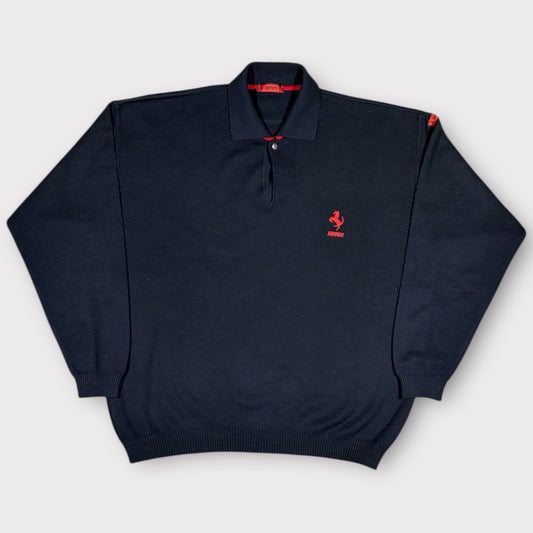 FERRARI EARLY 90s BUTTONED RACING SWEATSHIRT (L)