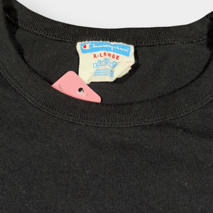 CHAMPION | 1990s VINTAGE BLACK GRAPHIC PRINT TEE (XL)