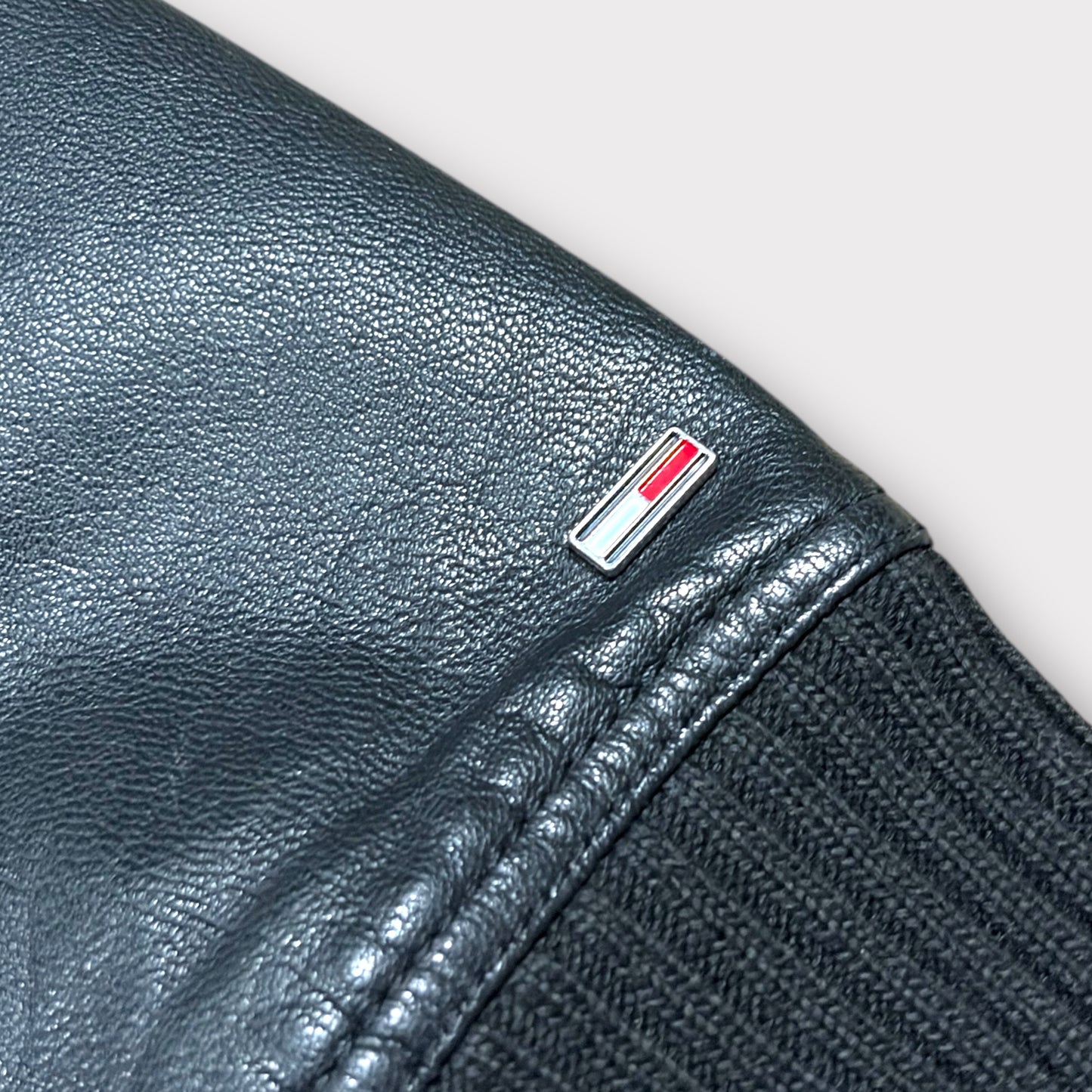 HILFIGER DENIM 00s LEATHER BOMBER JACKET (S)