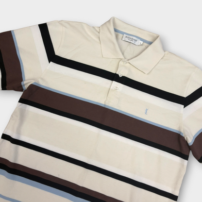 YVES SAINT LAURENT | 1990s STRIPED POLO SHIRT (XL)