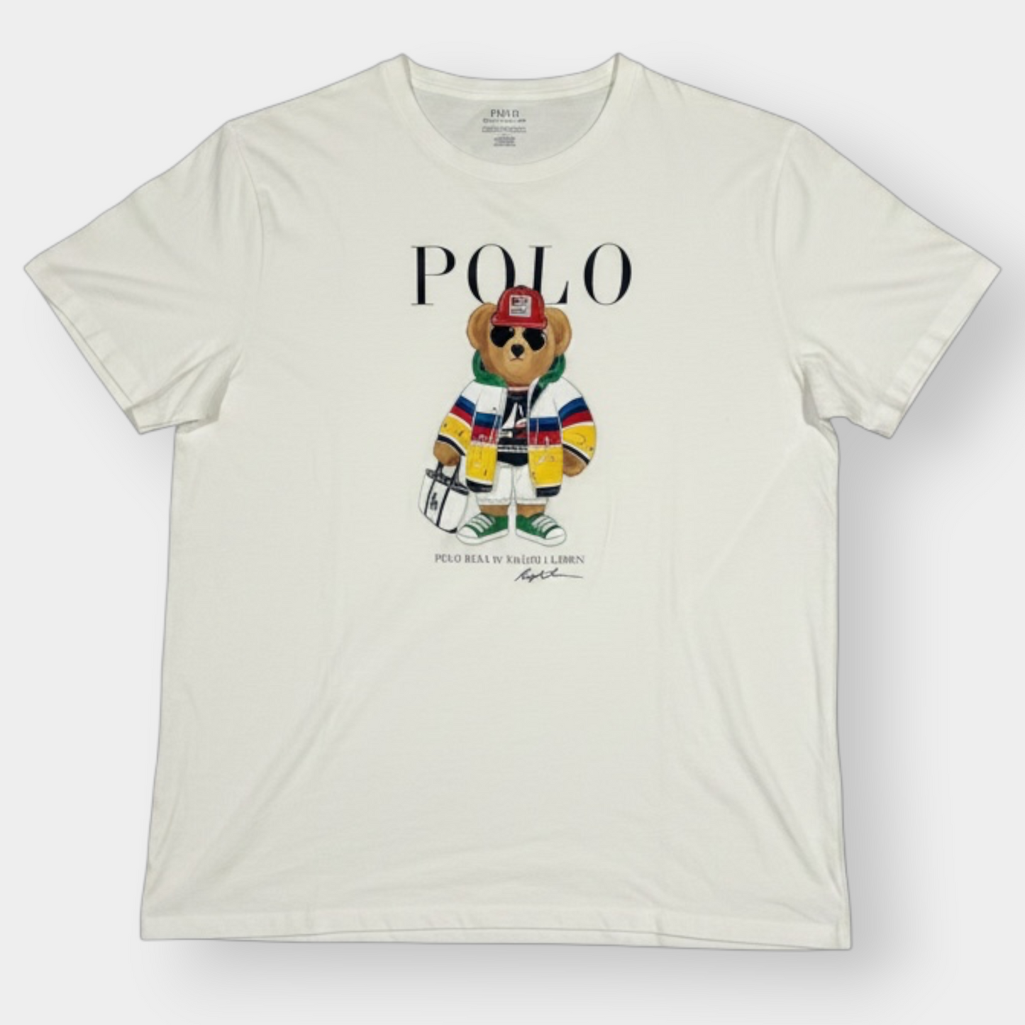 RALPH LAUREN | POLO TEDDY BEAR GRAPHIC WHITE TEE (XL)