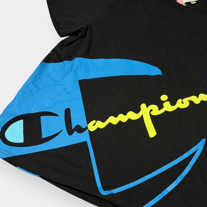 CHAMPION | 1990s VINTAGE BLACK GRAPHIC PRINT TEE (XL)