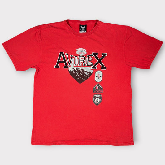 AVIREX | VINTAGE SPELLOUT LOGO GRAPHIC TEE IN RED (XL)
