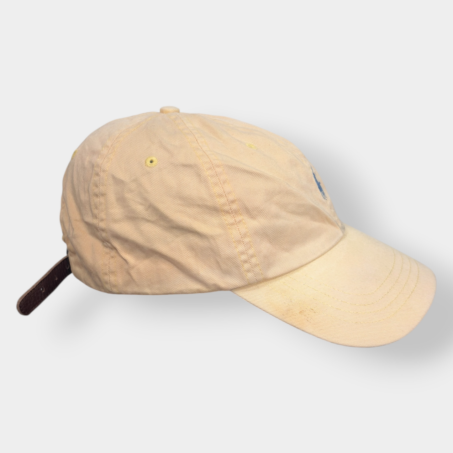 RALPH LAUREN POLO | LIGHT YELLOW ICONIC PONY LOGO BASEBALL CAP WITH LEATHER STRAP