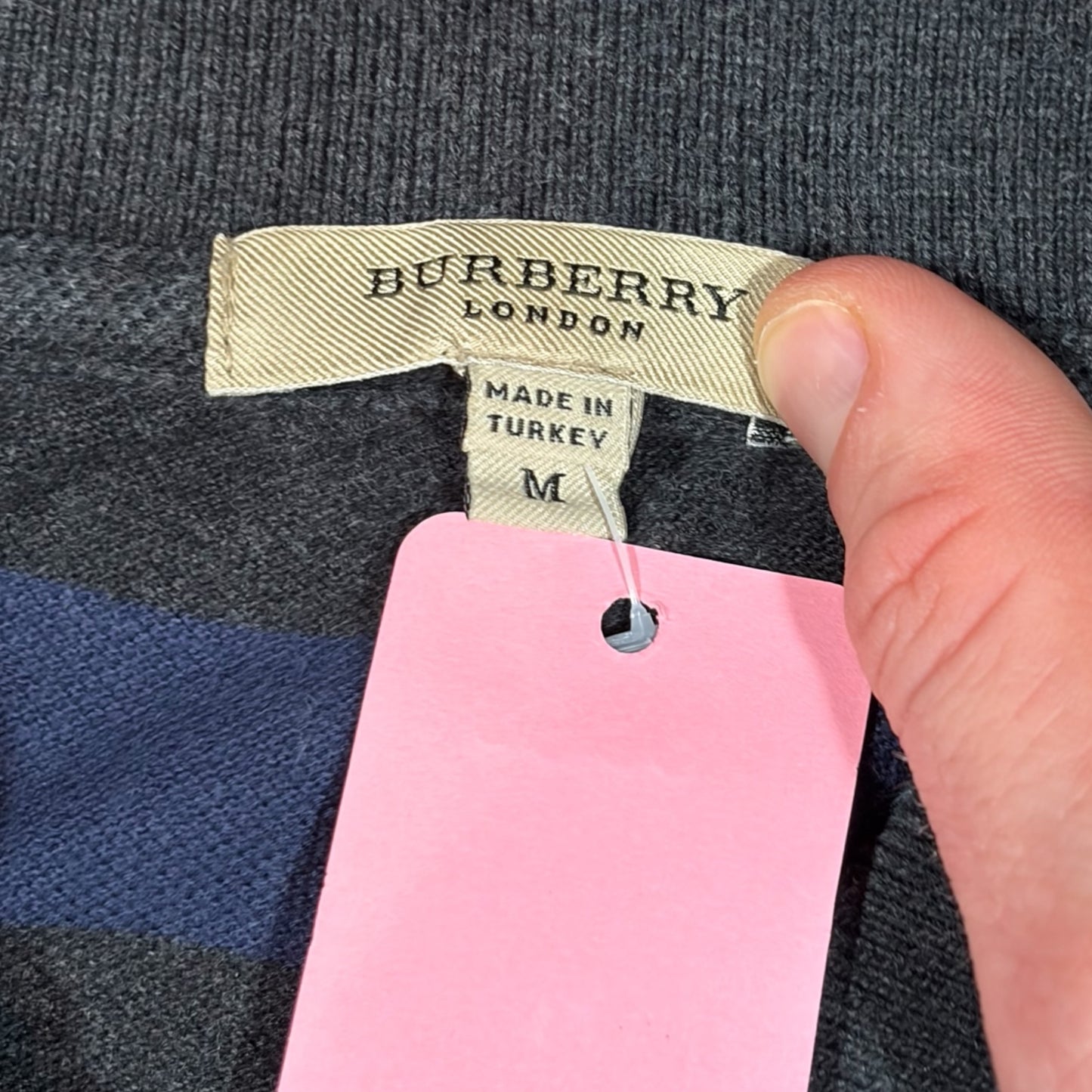 BURBERRY 90s VINTAGE LONG SLEEVE POLO SHIRT (M)