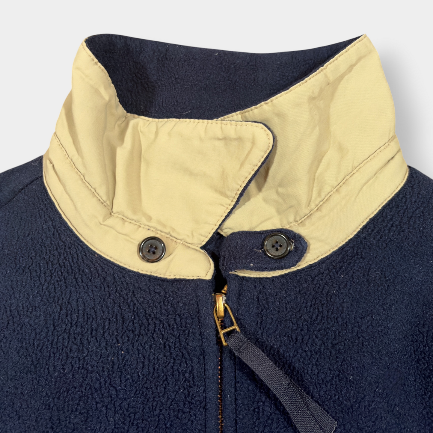 RALPH LAUREN | 1990s VINTAGE NAVY BLUE FLEECED BOMBER JACKET (XL)