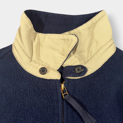 RALPH LAUREN | 1990s VINTAGE NAVY BLUE FLEECED BOMBER JACKET (XL)