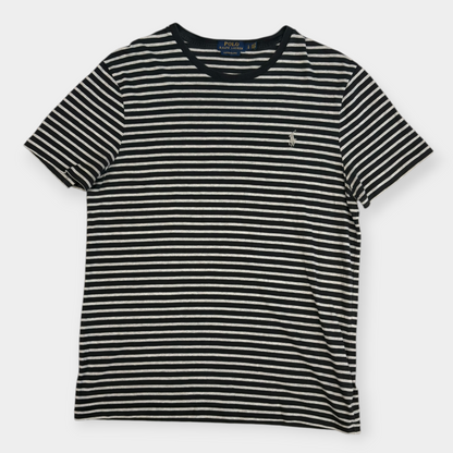 RALPH LAUREN | BLACK & GREY STRIPED T-SHIRT (L)