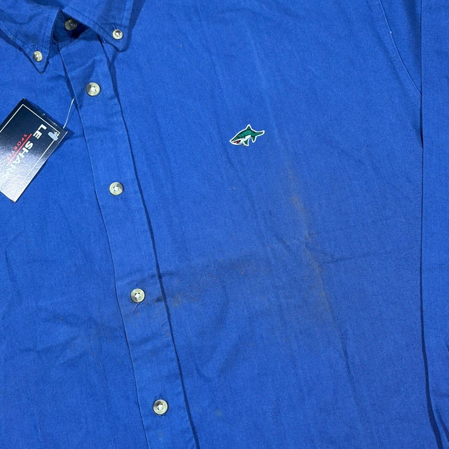 LE SHARK | DEADSTOCK 1990s BLUE HEAVYWEIGHT SHIRT (XL)