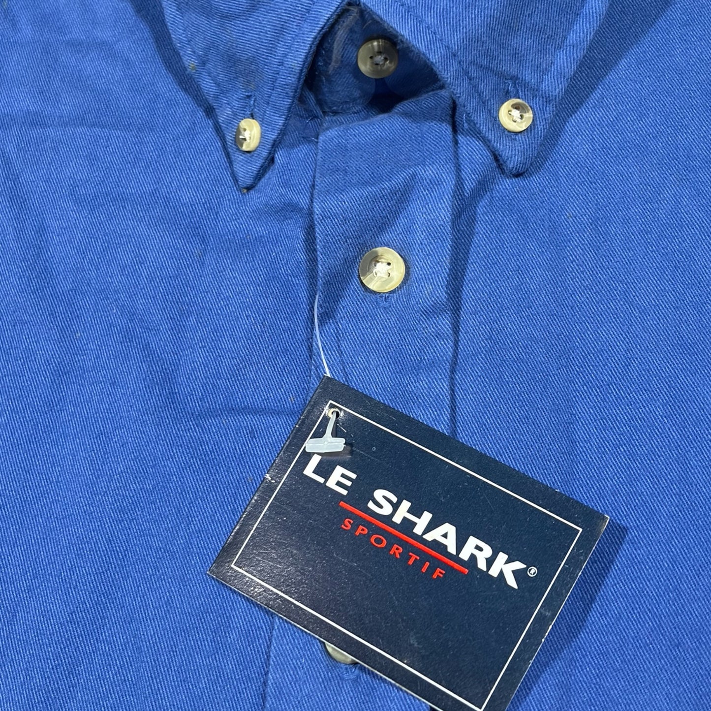 LE SHARK | DEADSTOCK 1990s BLUE HEAVYWEIGHT SHIRT (XL)