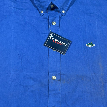 LE SHARK | DEADSTOCK 1990s BLUE HEAVYWEIGHT SHIRT (XL)