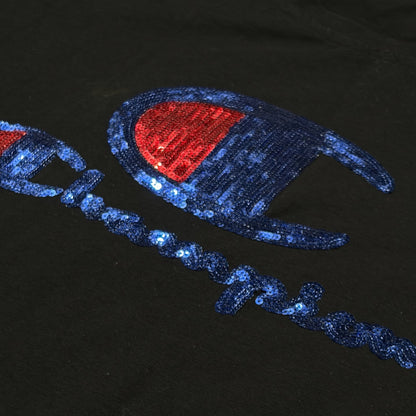 CHAMPION | VINTAGE SEQUIN SPELLOUT TEE (L)